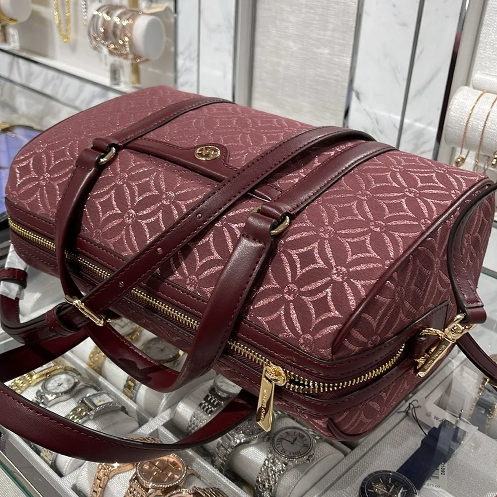 MICHAEL KORS JST TRAVEL MEDIUM DUFFLE SATCHEL SHOULDER CROSSBODY BAG MK OXBLOOD